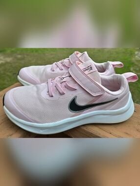 Sz 3Y Big Girl's NIKE STAR RUNNER 3 Pink Bungee Lace/Adjustable Strap